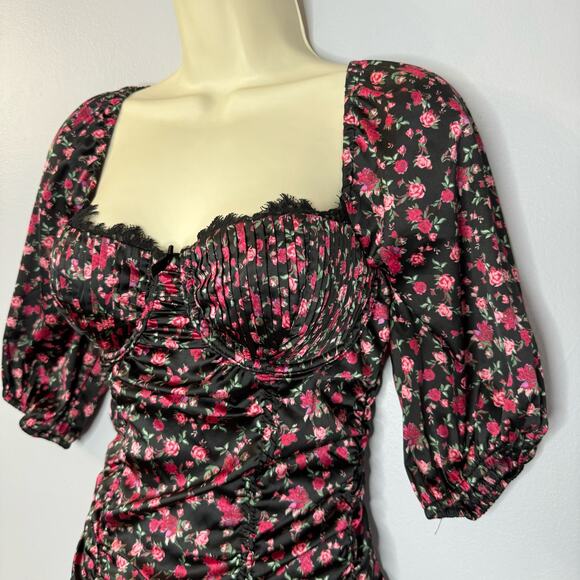 For Love and & Lemons X Victoria's Secret Melrose Black Floral Lace Mini Dress S - Picture 7 of 16